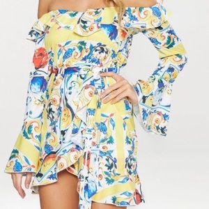 Pretty little things white ruffle Bardot dress